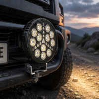 Phare de travail LED rond de 4 pouces à 12 lentilles, lampe auxiliaire de conduite blanche et jaune clignotante pour voiture, SUV, camion
