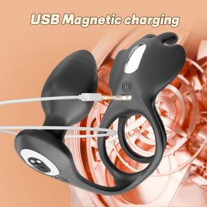 Elektro schock Sexspielzeug Doppel hahn <span class=keywords><strong>Ring</strong></span> Vibrierendes Prostata-<span class=keywords><strong>Massage</strong></span> gerät Mit Anal Plug Vibrator Eier Paar Erwachsene Produkte - Product Image 6