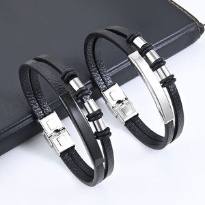 Pulsera de Acero Inoxidable Trenzada a Mano Multicapa Geométrica Unisex de Moda Europea y Americana, Informal/Deportiva, Marca SC - Product Image 1