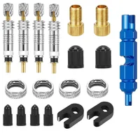 Kit de 24 valves Presta en laiton pour vélo avec capuchons de valve et clé pour remplacement de noyaux de valve de VTT