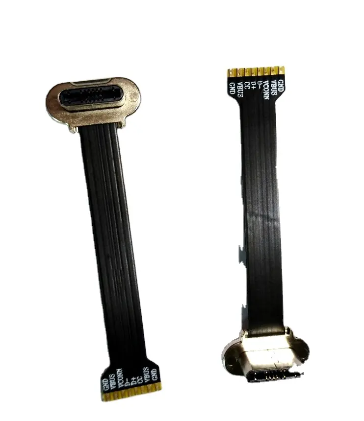 Drop-Shipping ultra-dünnes flaches USB Typ C FFC-Kabel schwarz aus PVC 540 Grad Rotation Led-Licht Mikro-USB Typ C 3 I Rohs-Mikro-Leucht