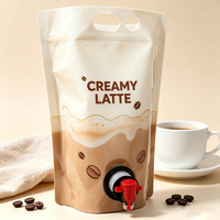 Pochette Doypack personnalisée avec bec verseur et robinet distributeur pour concentré de café froid et recharge de café