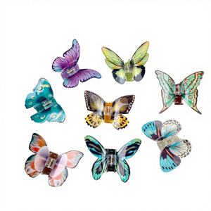 Pince à <span class=keywords><strong>cheveux</strong></span> Bofeia ultra-fée, motif papillon artificiel, élégante, en acrylique, faite à la main, pour chignon, pince requin haut de gamme - Product Image 1