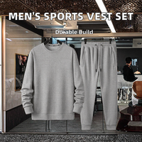 Ensemble gilet de sport d'hiver mi-lourd pour homme, respirant, imprimé, avec t-shirt uni 100 % coton, antibactérien, grandes tailles