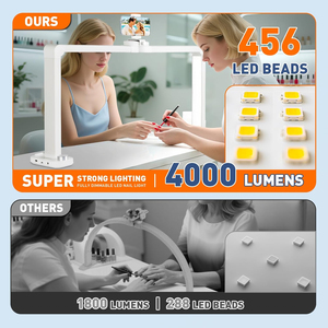 34inch Large Half Moon Light Nail Tech 456 LEDs 3 Color Modes Infinitely Knob Phone Holder Charging Function <b>Foldable</b> Home <b>Desk</b> - Product Image 2