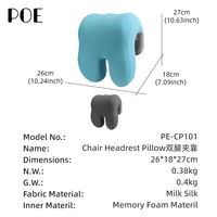 Oreiller portable ergonomique en mousse à mémoire de forme et soie de lait, antistatique, anti-acariens, pour le bureau, le sommeil et la position assise - Amovible