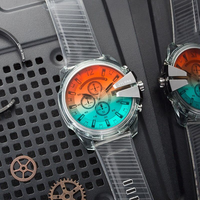 Montre-bracelet à quartz multifonctionnelle à quatre fuseaux horaires en acier inoxydable haut de gamme pour hommes, montre en cuir