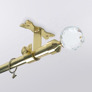 Vàng mạnh mẽ thanh rèm cho Windows Heavy Duty đánh bóng kim loại Xếp Nếp thanh thiết lập với Trần chân đế, - Product Image 1