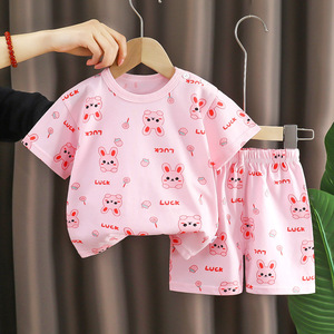 Ensemble de vêtements pour enfants à manches courtes en coton pur, tenue d'été pour filles et garçons, style coréen pour bébés et enfants, shorts de sport - Product Image 3