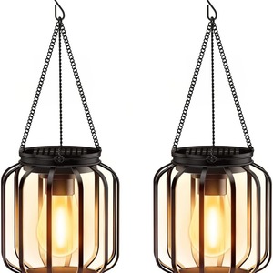 Xinhuiyuan Lighting <b>Solar</b> Garden Lights <b>Hanging</b> <b>Lanterns</b> Stainless Steel Outdoor Balcony Ceiling Lamp Hollow Design - Product Image 4