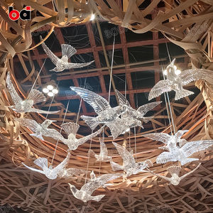 Modern Şeffaf Akrilik Işıklı Asılı Düğün Sahnesi Tavan Dekorasyonu Uçan Kuş Avizeleri Led Işıklar Boda - Product Image 3
