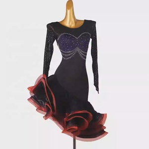 Robe de danse latine à trois niveaux et jupe ample, costume de compétition professionnel pour la rumba, le cha-cha et le jive - Product Image 5