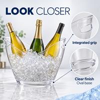 Seau à glace portable en plastique transparent durable de 8 L avec logo personnalisé, pour refroidir les bouteilles de vin, avec poignées, pour bar, hôtel, mariage, fête