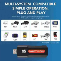 Q9 TV Stick, Consola de Juegos de Sistema Dual, Caja de Juegos, Consola de Videojuegos, Android 10, 64 GB, Wifi 2.4G, Salida HD, para Regalos