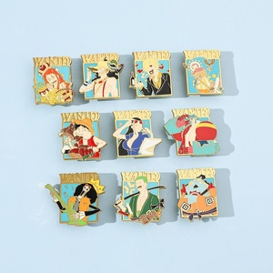 Fabricant de haute qualité en métal dessin animé insigne Souvenir Collection <span class=keywords><strong>One</strong></span> <span class=keywords><strong>Piece</strong></span> <span class=keywords><strong>Wanted</strong></span> Luffy <span class=keywords><strong>Zoro</strong></span> grande taille émail épinglettes - Product Image 1