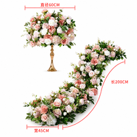 Ensemble floral rose poudré pour mariage, boule de fleurs artificielles et chemin de table floral, arrangement de roses et de verdure pour la décoration de table et d'allée de mariage