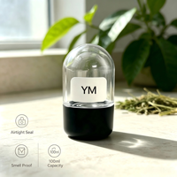 Pot de stockage en verre cristal de 100 ml, résistant aux enfants, hermétique, anti-odeur, avec couvercle à pression, pour le stockage d'herbes et d'épices, autocollants personnalisables