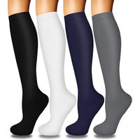 Chaussettes de compression graduée sportives en Lyocell, confortables, montantes jusqu'au genou, pour varices, couleurs unies