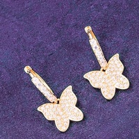 Hip Hop Style GRA certifié D couleur Moissanite papillon boucles d'oreilles pour femmes et hommes 925 argent Sterling passe testeur de diamant