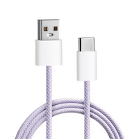 Kabel Pengisian Cepat USB a ke Type C Berbahan Nilon Kepang 3A QC USB2.0 Kabel Sinkronisasi Data untuk Ponsel Android Samsung Tablet Logo Kustom OEM
