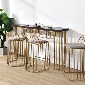 Comptoir en barre de fer, <span class=keywords><strong>table</strong></span> en bois massif pour la maison, salon moderne, coin de véranda, <span class=keywords><strong>table</strong></span> <span class=keywords><strong>haute</strong></span> à poser contre le <span class=keywords><strong>mur</strong></span> - Product Image 3