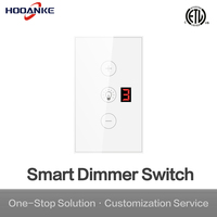 Interrupteur intelligent Wi-Fi Hooanke standard US avec prise en charge Alexa, boîtier en verre trempé et en polycarbonate, portée de 15 m, 8 A, 240 V