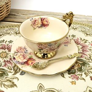 Set da Tè <span class=keywords><strong>e</strong></span> Caffè di Lusso in Porcellana da 15 Pezzi, 1125ml, con Decorazioni Floreali Dorate, Set di Tazze in Ceramica Vintage Etiope - Product Image 6