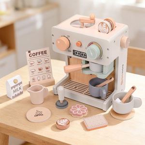 Ensemble de machine à café en bois certifié CE CPC pour enfants, jeu d'imitation éducatif précoce avec accessoires abondants pour l'interaction - Product Image 2