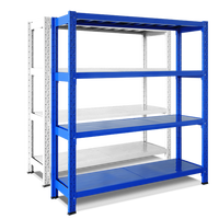Étagère de présentation sélective en acier inoxydable KING GLOBAL à assemblage sans boulons, capacité 220 kg/étagère, pour usage en entrepôt