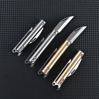 Mini couteau pliant en acier inoxydable à haute netteté poignée en laiton couteau utilitaire de poche OEM personnalisable pour le camping en plein air quotidien