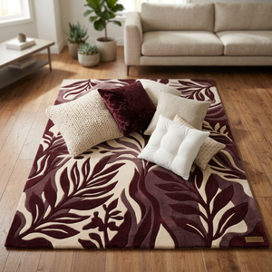 Tapis à feuilles tropicales colorées tufté à la main – Tapis à motifs floraux botaniques multicolores pour salon, chambre et décoration intérieure - Product Image 5