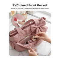Sac fourre-tout pour femme avec nœud décoratif, compartiment pour ordinateur portable 13 pouces, imperméable, multi-poches, sac à bandoulière quotidien pour le travail, l'école et les voyages