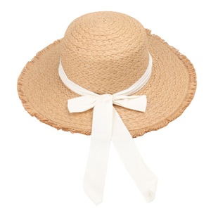 Sombrero de Paja para Mujer, Estilo Marinero, de Ala Ancha, con Cinta, Protección Solar, para Verano y Playa, 56-58CM, Hierba Natural - Product Image 3