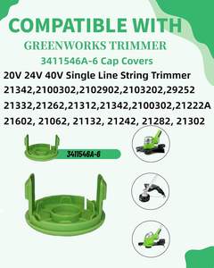 Bobines et capuchons de remplacement de qualité industrielle et bricolage 3411546A-6 compatibles avec les débroussailleuses <span class=keywords><strong>Greenworks</strong></span> 21332 21342 24 - Product Image 3