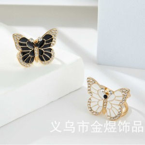 Butterfly Scarf Buckle Zinc Alloy Crystal Rhinestone Women's Party Brooch Black White Bezel Setting - Product Image 5