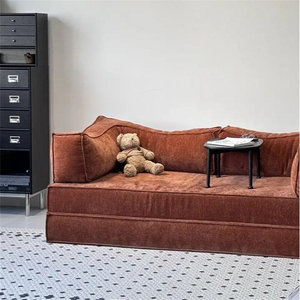 Vintage-style Modern Simple Fabric <strong>Teddy</strong> <strong>Bear</strong> Functional Living Room Modular One Seat Straight-line Sofa Foldable Dual-use Sofa - Product Image 2