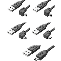 Cable Mini USB de 90 Grados en Ángulo Recto para Garmin Nuvi, Canon Dash Cam, SatNav, Sincronización de Datos de 480 Mbps, Carga, de 0.15M a 5M