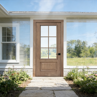 Portes doubles modernes en bois massif de luxe avec fenêtre en verre pour villa résidentielle nord-américaine