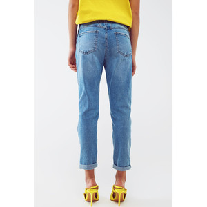 Jeans Regular Effetto Usurato in Lavaggio Azzurro Chiaro - Product Image 2