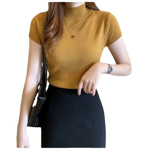 Pull en maille à col roulé mi-haut pour femmes, couche de base d'été, pull personnalisable, coupe ajustée, silhouette flatteuse, débardeur court, vêtement extérieur - Product Image 4