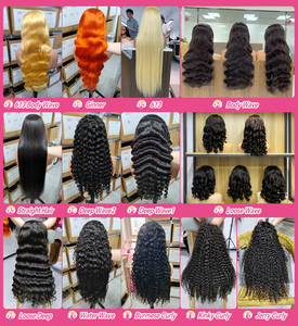 Perruque frontale 360 en dentelle pré-coupée sans colle Invisi-Band, couleur bordeaux 99J, cheveux humains ondulés - Product Image 6