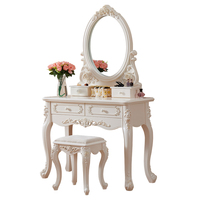 Ensemble coiffeuse et miroir de style européen antique avec tabouret, table de maquillage en bois de haute qualité