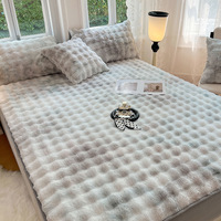 Drap-housse en fausse fourrure de lapin jacquard de qualité supérieure, lavable en machine, toutes saisons, en polyester, antistatique, teinture réactive