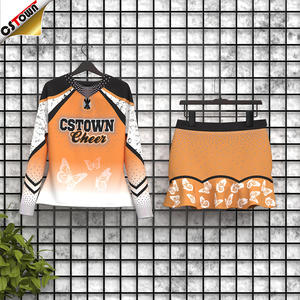 Groothandel <span class=keywords><strong>Cheerleading</strong></span> Uniformen Oranje Zwart En Wit Cheer Uniform Volwassen - Product Image 3