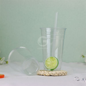 Gobelets en PET à paroi simple de 24 oz avec couvercles et pailles, conception de logo personnalisée, vente en gros - Product Image 3