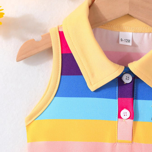 ชุดเดรสกระโปรงจีบพิมพ์ลายแขนกุดสำหรับเด็กผู้หญิงวัยหัดเดินและเด็กเล็ก สไตล์ลำลองสำหรับฤดูใบไม้ร่วง ผลิตจากโพลีเอสเตอร์ 100% ความยาวระดับเข่า คอทรงโอ ป้องกันการยับ - Product Image 3