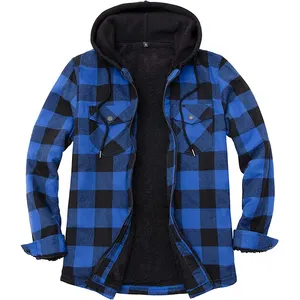 Custom men's autumn & winter casual check shirt jacket colorful plaid quilted shirt jacket