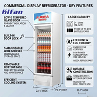 Réfrigérateur commercial 320L à porte vitrée, monotempérature, refroidisseur d'air pour boissons, idéal pour supermarché