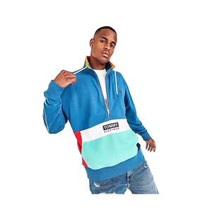 Tommy Hilfiger Denim Travis <b>Quarter</b>-<b>Zip</b> Colorblock Mens Active <b>Sweaters</b> Color: Blue/White/Teal | 100% Authentic - Product Image 1