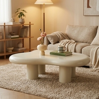 Table basse Japandi en forme de nuage avec plateau en MDF laqué résistant aux rayures et structure à quatre pieds renforcée